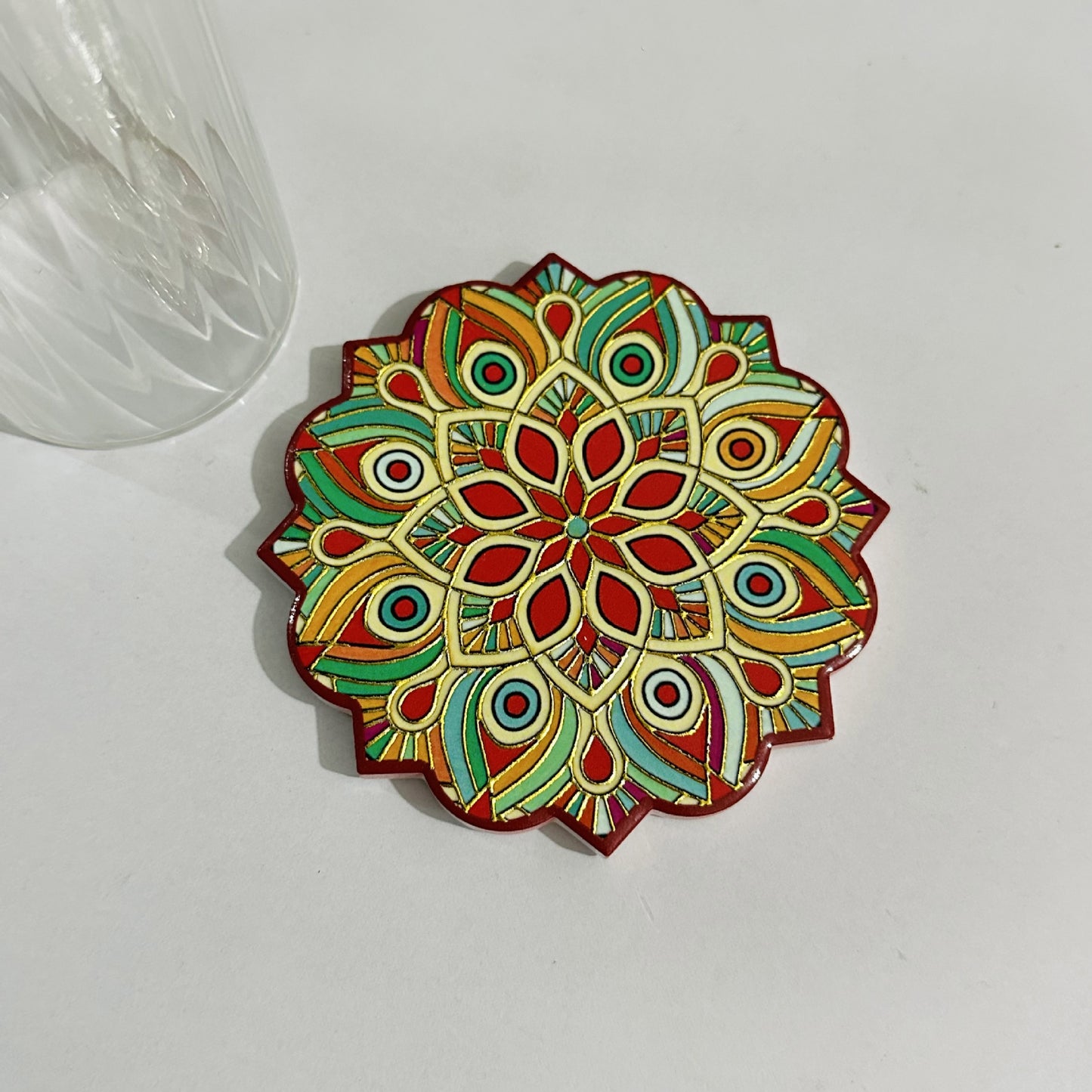 Bohemian Mandala Flower Heat-Resistant Coaster