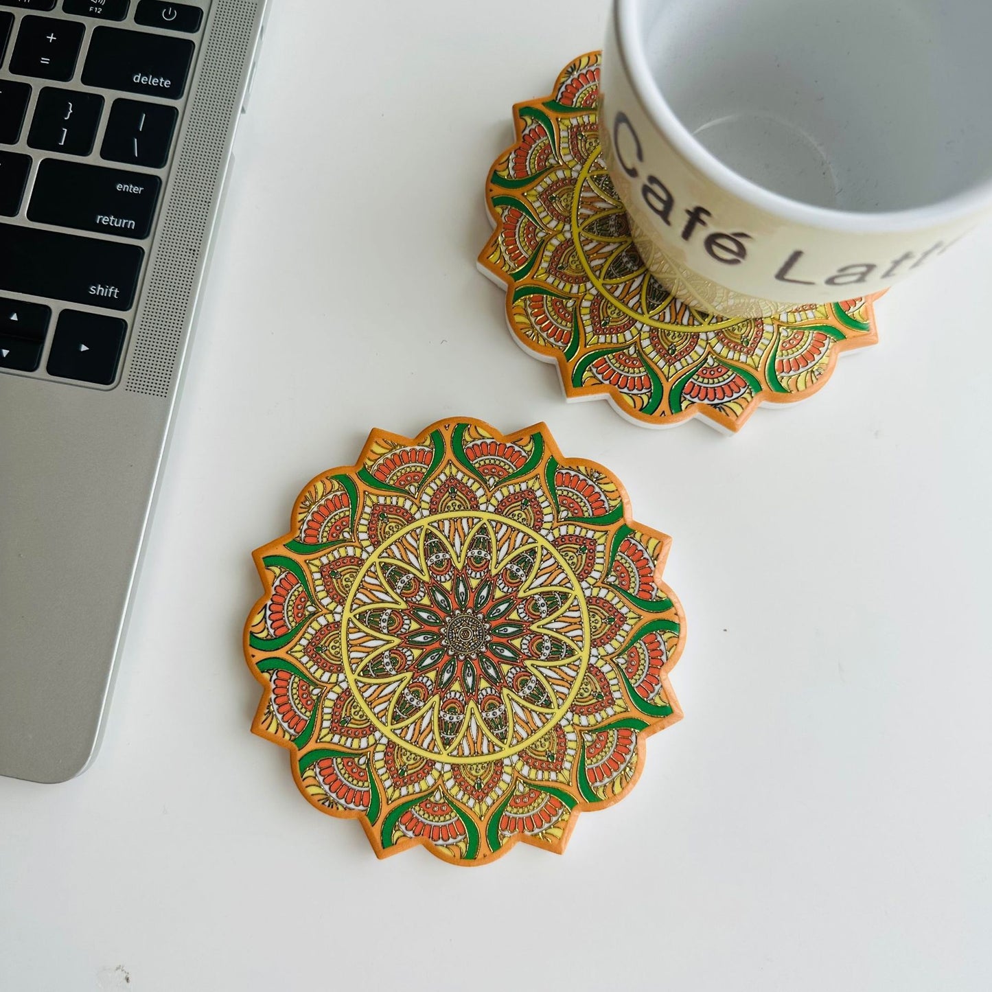 Bohemian Mandala Flower Heat-Resistant Coaster