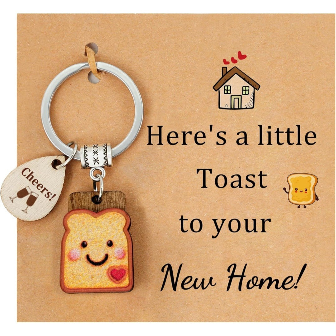Taphug cute bread cartoon keychain shown from a front angle