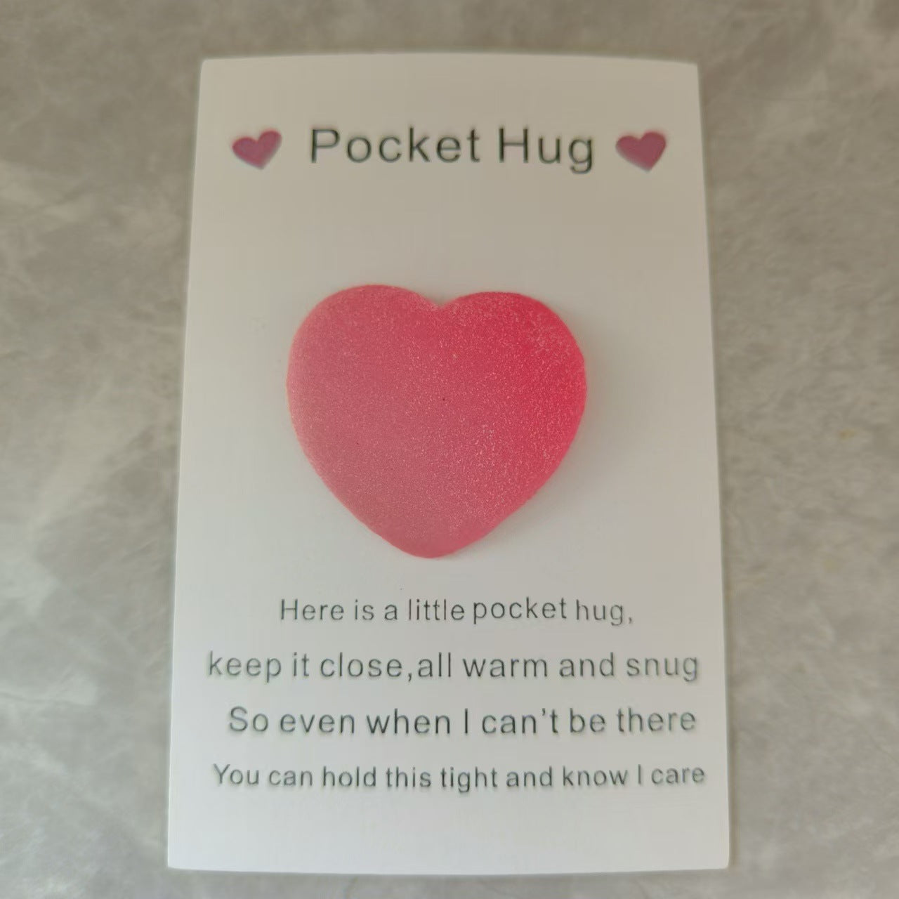 Taphug - Pocket Hug Romantic Frosted Heart pocket hug card and keepsake token view 4