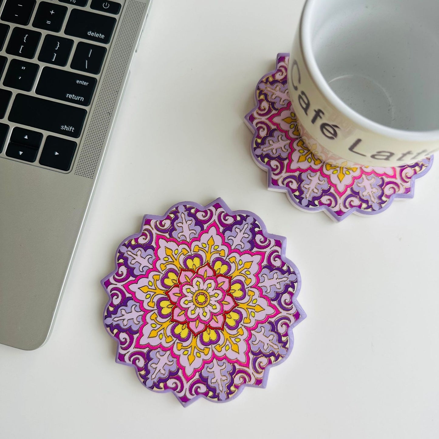 Bohemian Mandala Flower Heat-Resistant Coaster