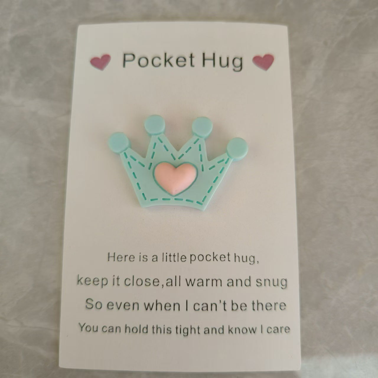 Taphug - Pocket Hug Crown Heart pocket hug card and keepsake token view 3