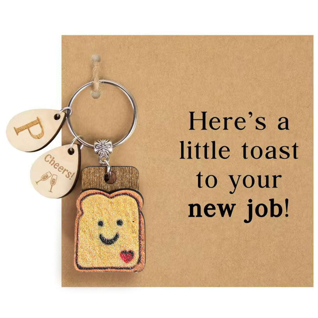 Taphug cute bread cartoon keychain close-up highlighting the cartoon design