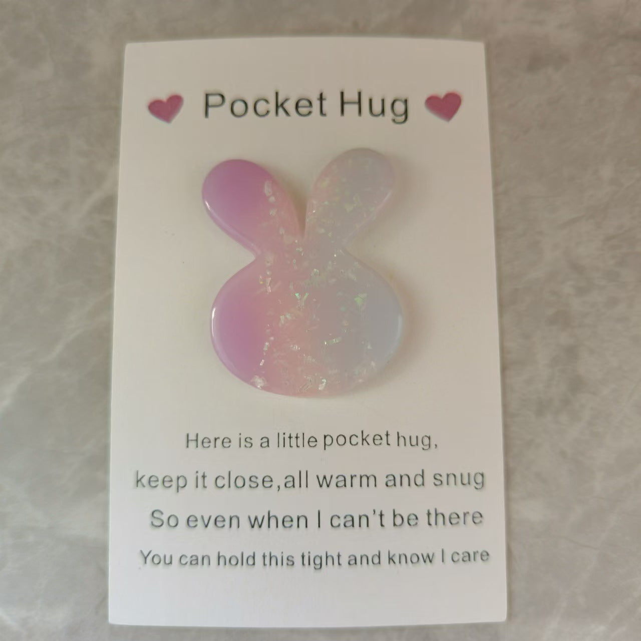 Taphug - Pocket Hug Gradual Color Heart pocket hug card and keepsake token view 3