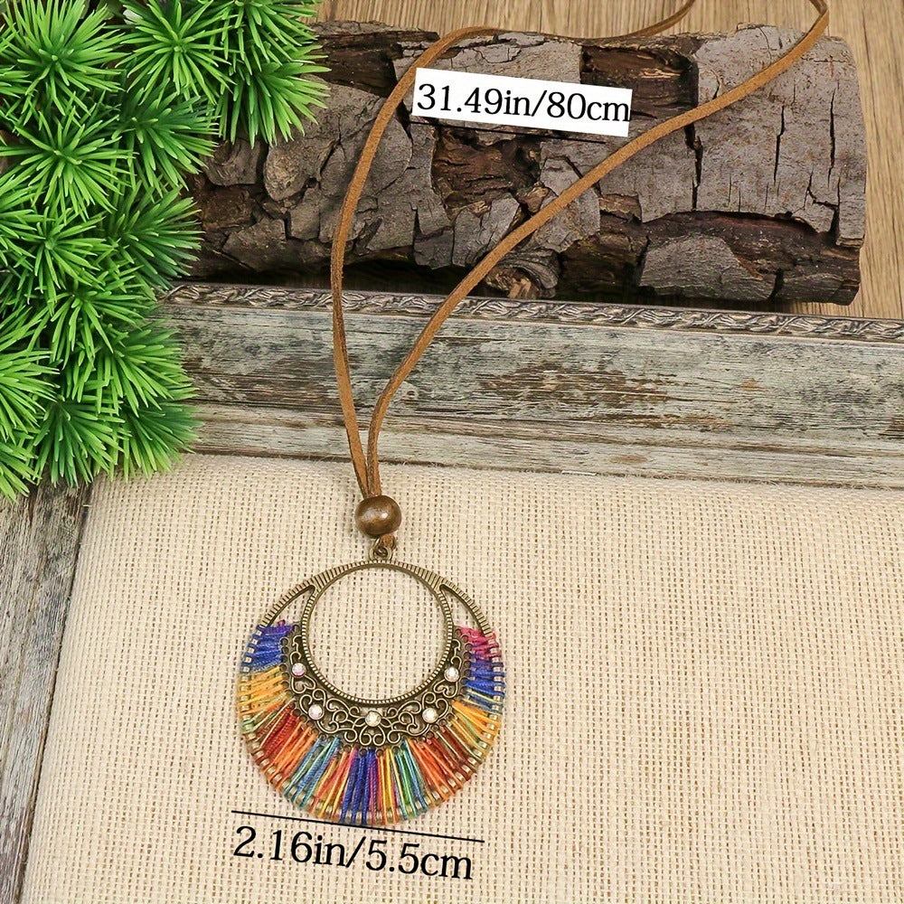 Handmade Woven Circle Pendant Necklace