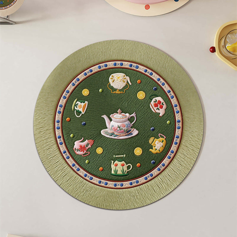 Thimara retro coasters placed under a hot cup demonstrating heat resistance
