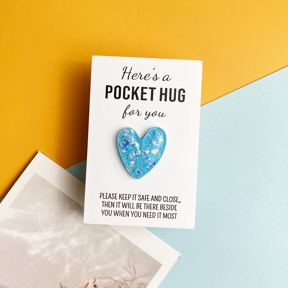 Taphug - Pocket Hug Glitter Resin Heart pocket hug card and keepsake token view 3