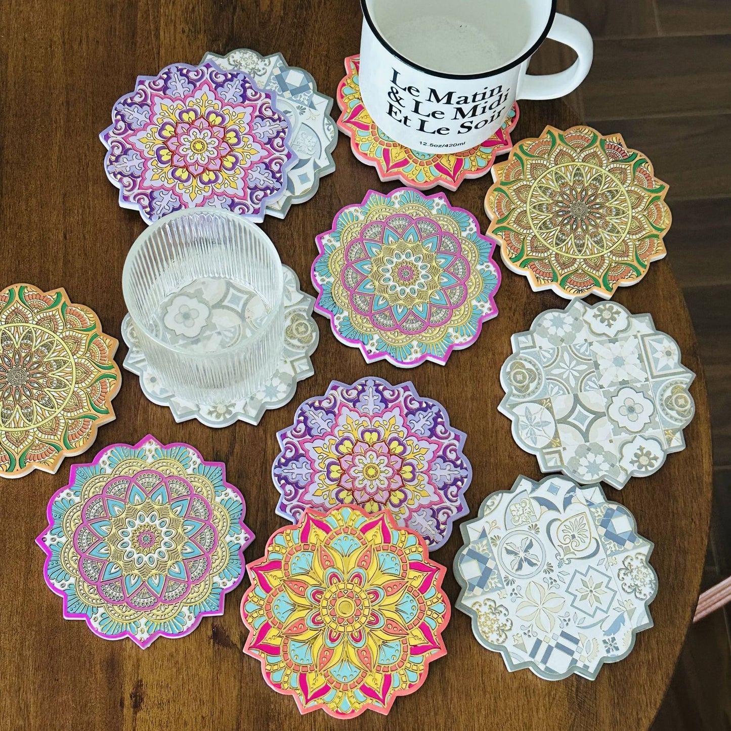 Bohemian Mandala Flower Heat-Resistant Coaster