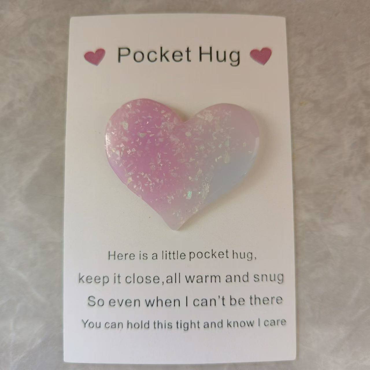 Taphug - Pocket Hug Gradual Color Heart pocket hug card and keepsake token view 5