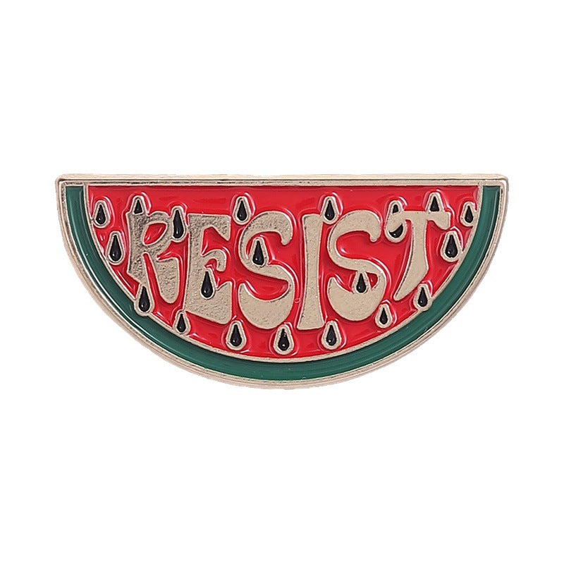 Resist watermelon enamel pin