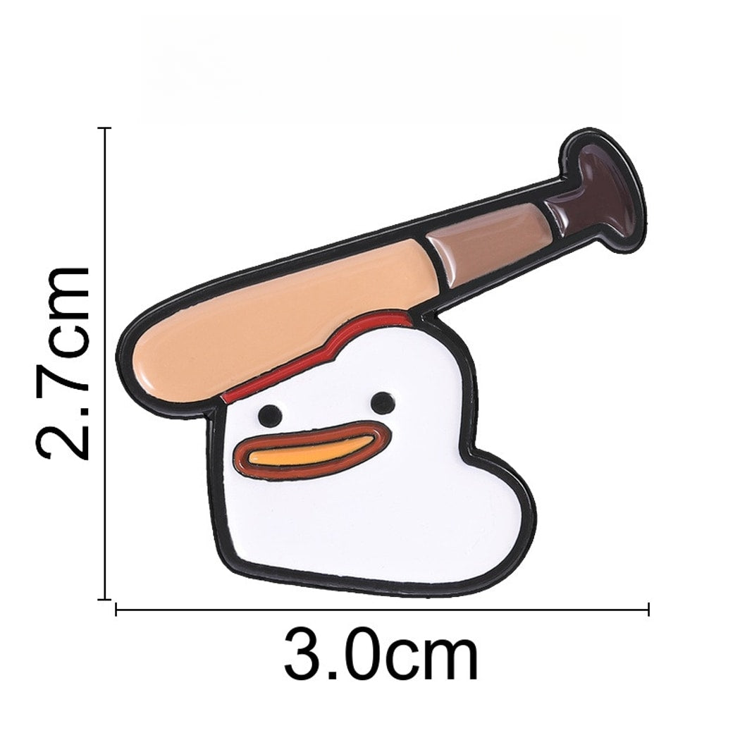 Pinori - Cartoon Duck Baseball Bat Novelty Brooch