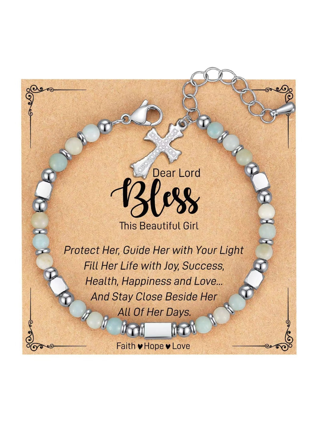 Emora bohemian beaded bracelet displayed on a white card with brand name