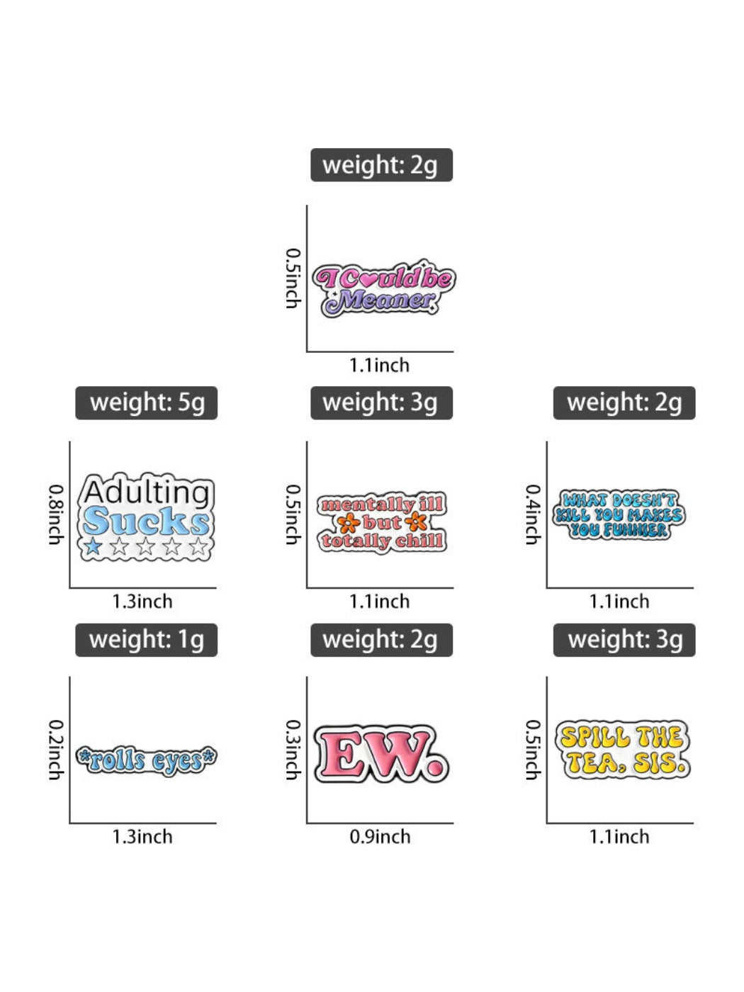 Pinori - Funny English Word Brooches