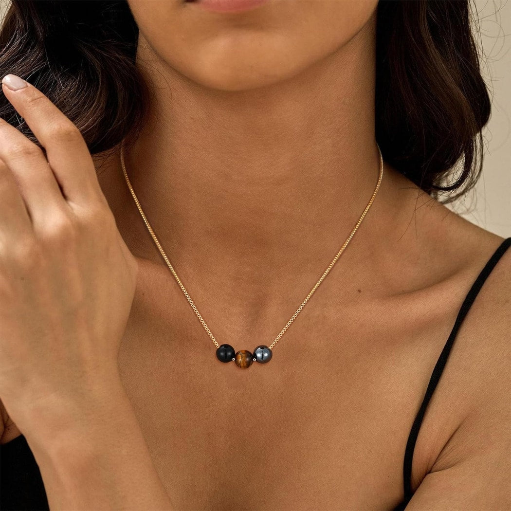 Emora - Simple Three Bead Geometric Necklace