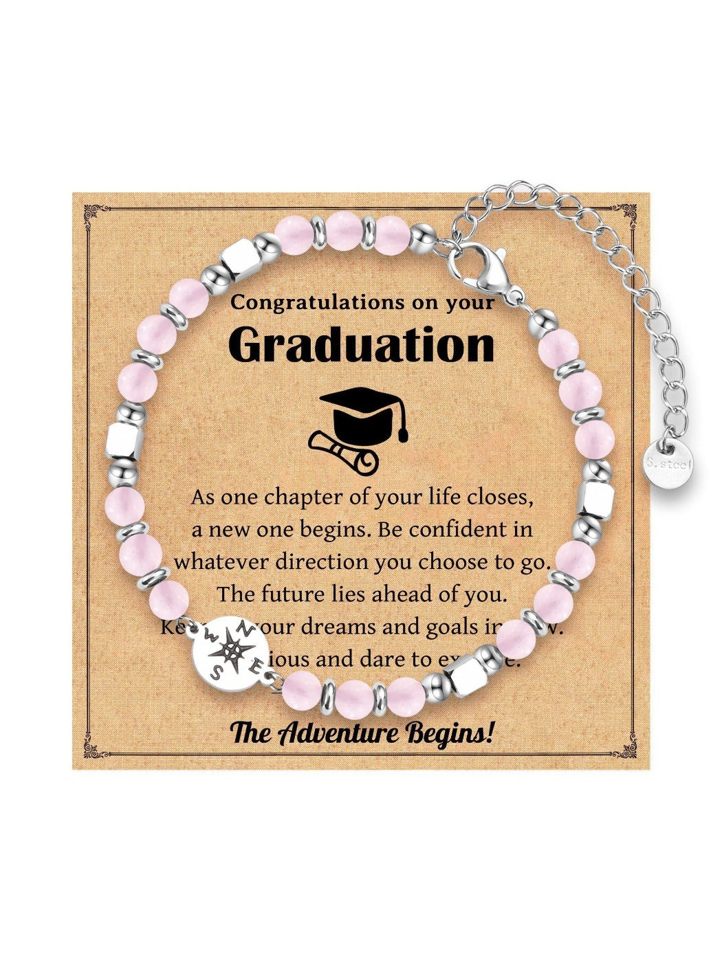 Emora couple bracelets with a bohemian style card featuring a heart design