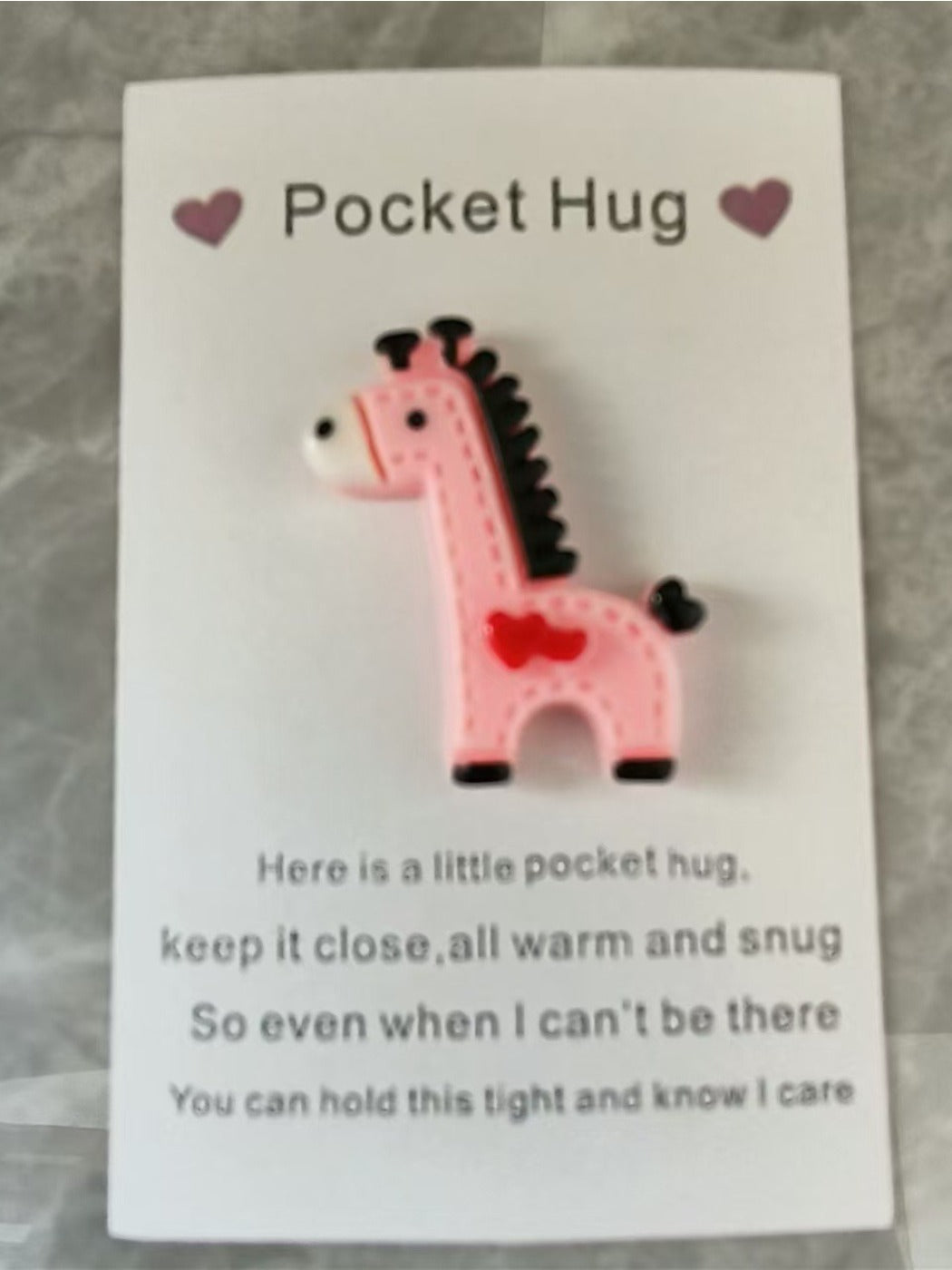 Taphug - Pocket Hug Pink Giraffe pocket hug card and keepsake token