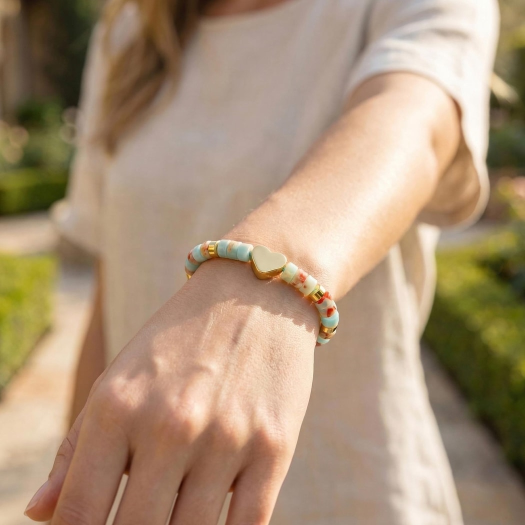 Emora - Elegant Geometric Heart Accent Bracelet