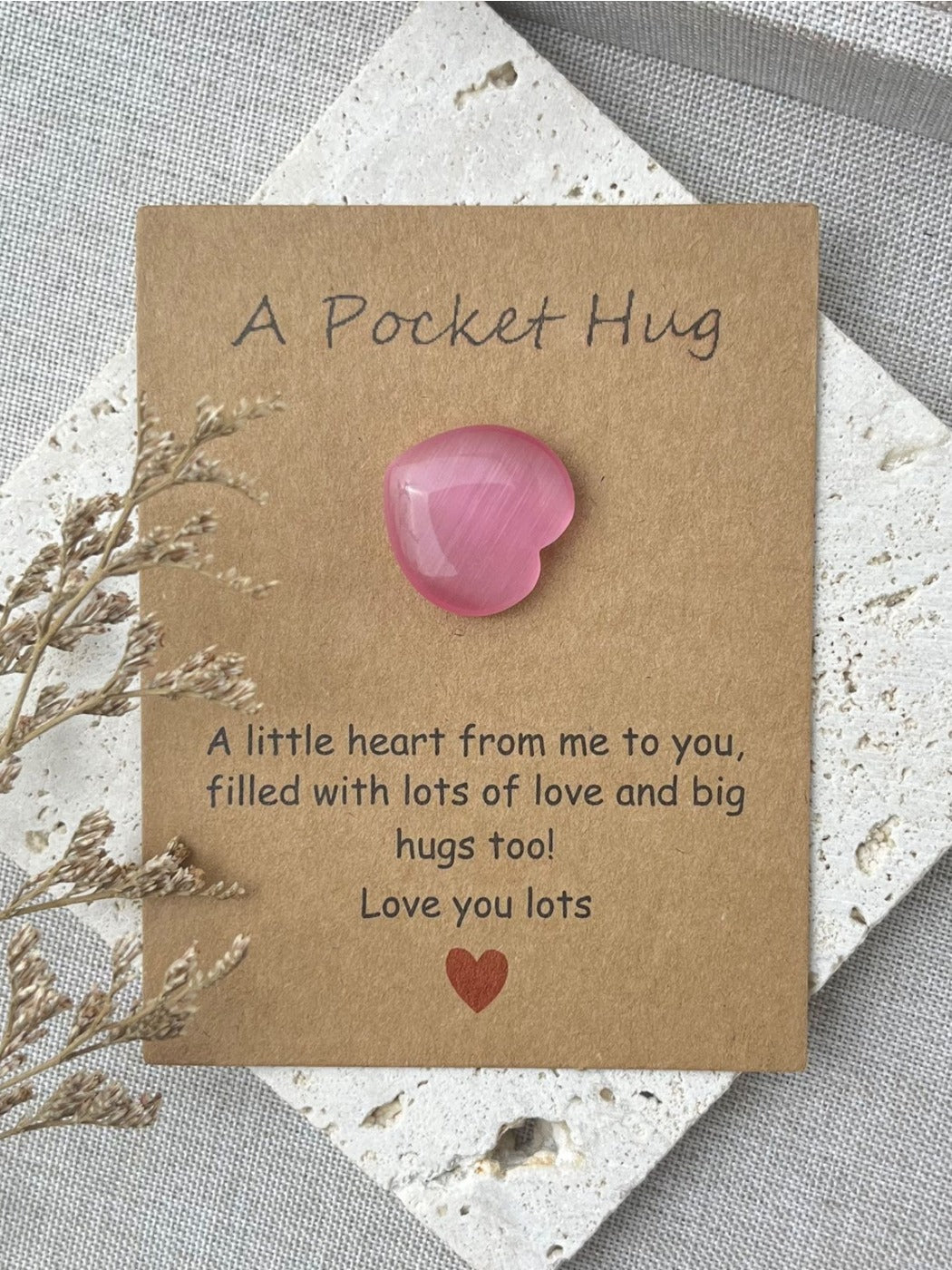 Taphug - Pocket Hug Glass Heart Gift pocket hug card and keepsake token view 6