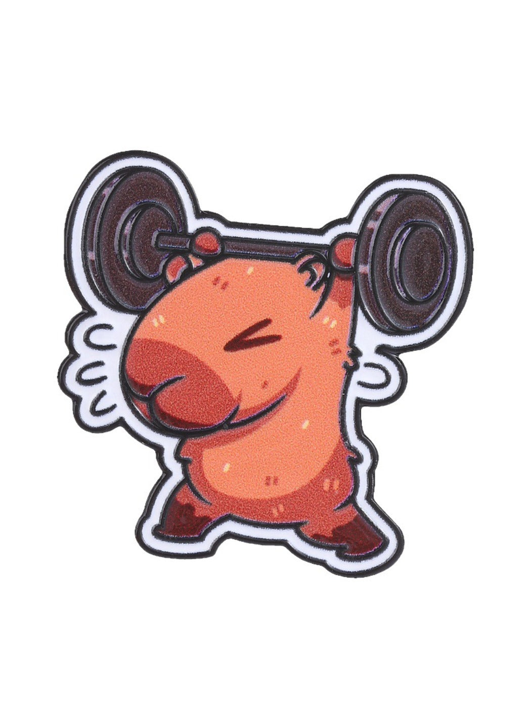 Pinori - Cute Cartoon Capybara Lifting Barbell Pin Brooch Badge