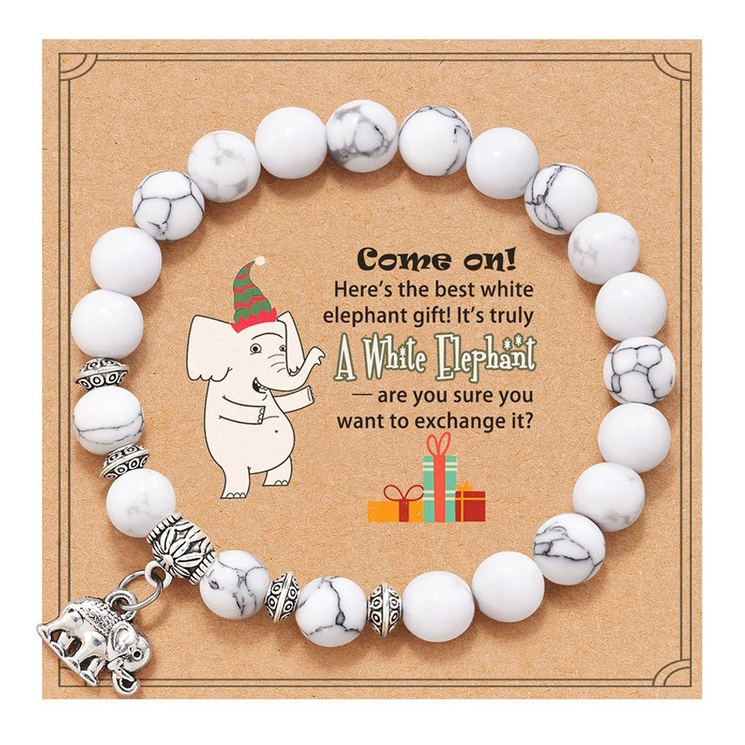 Emora - Simple Elephant Charm Round Beaded Bracelet