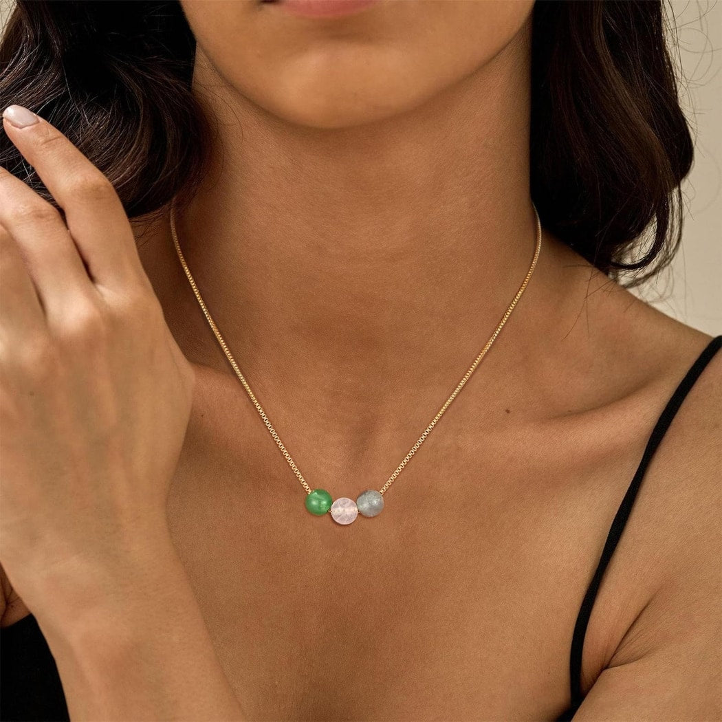Emora - Simple Three Bead Geometric Necklace