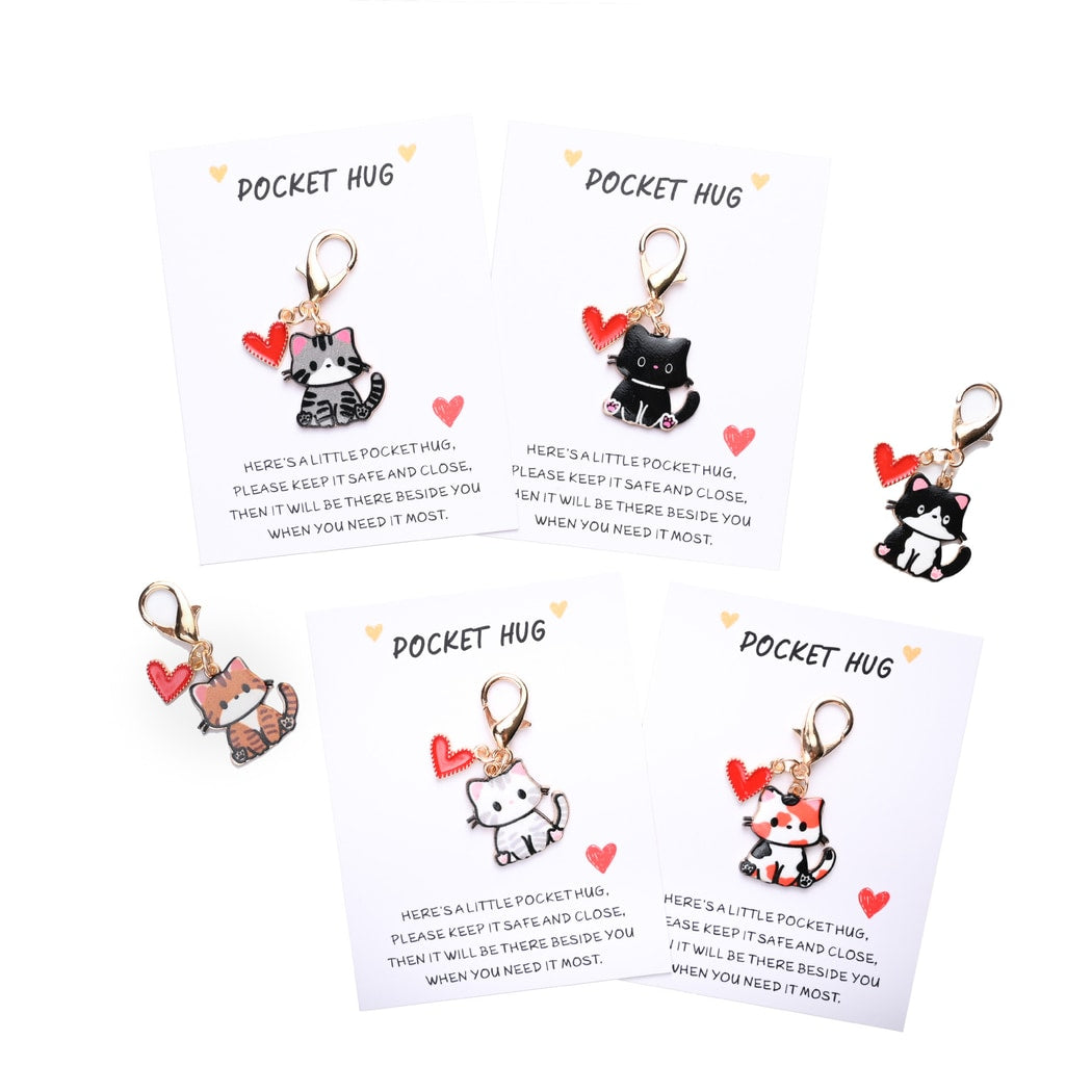Taphug - Pocket Hug Cute Cat and Heart Keychain