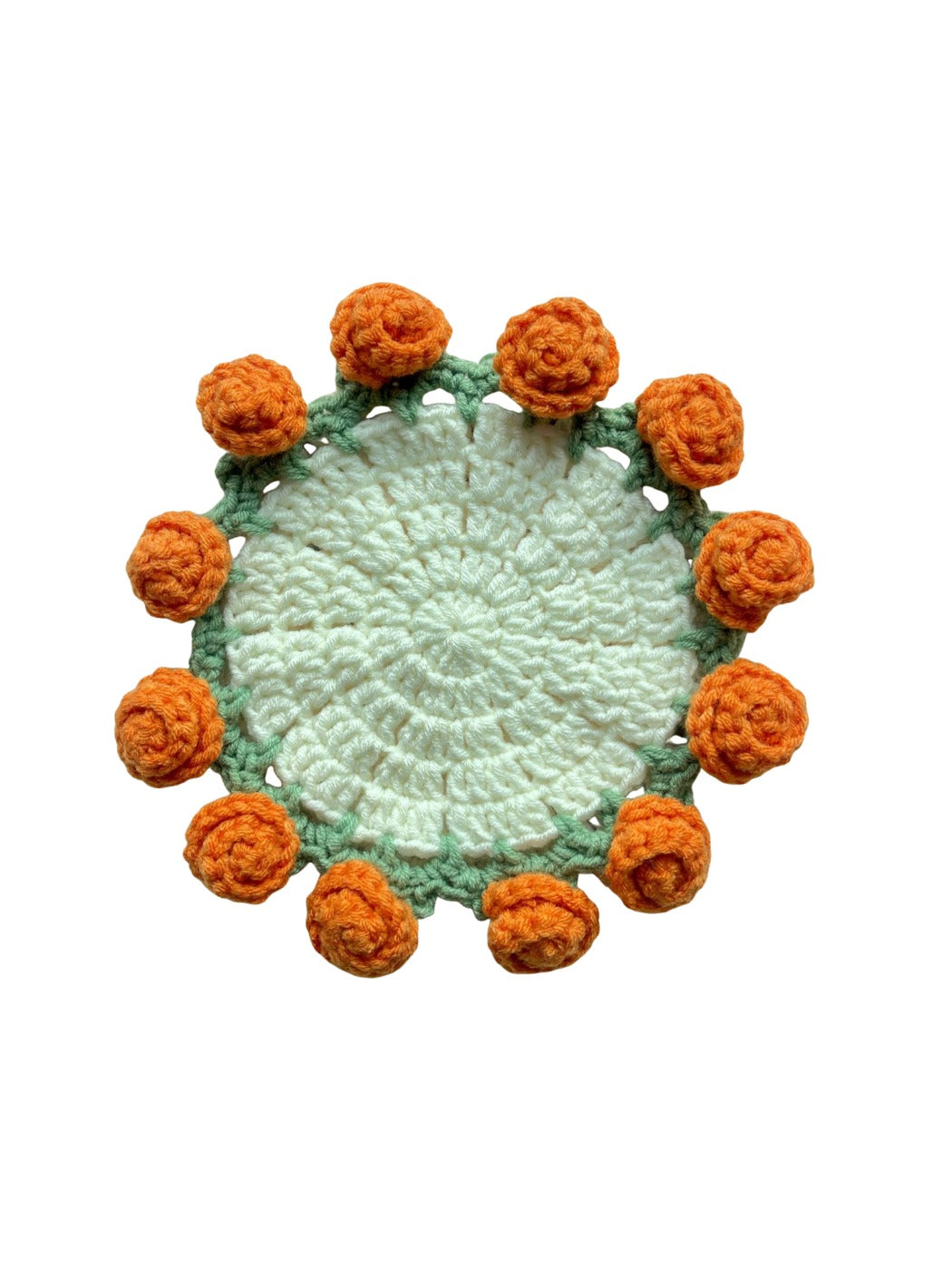 Kovira crochet rose coaster heat resistant table mat in natural light
