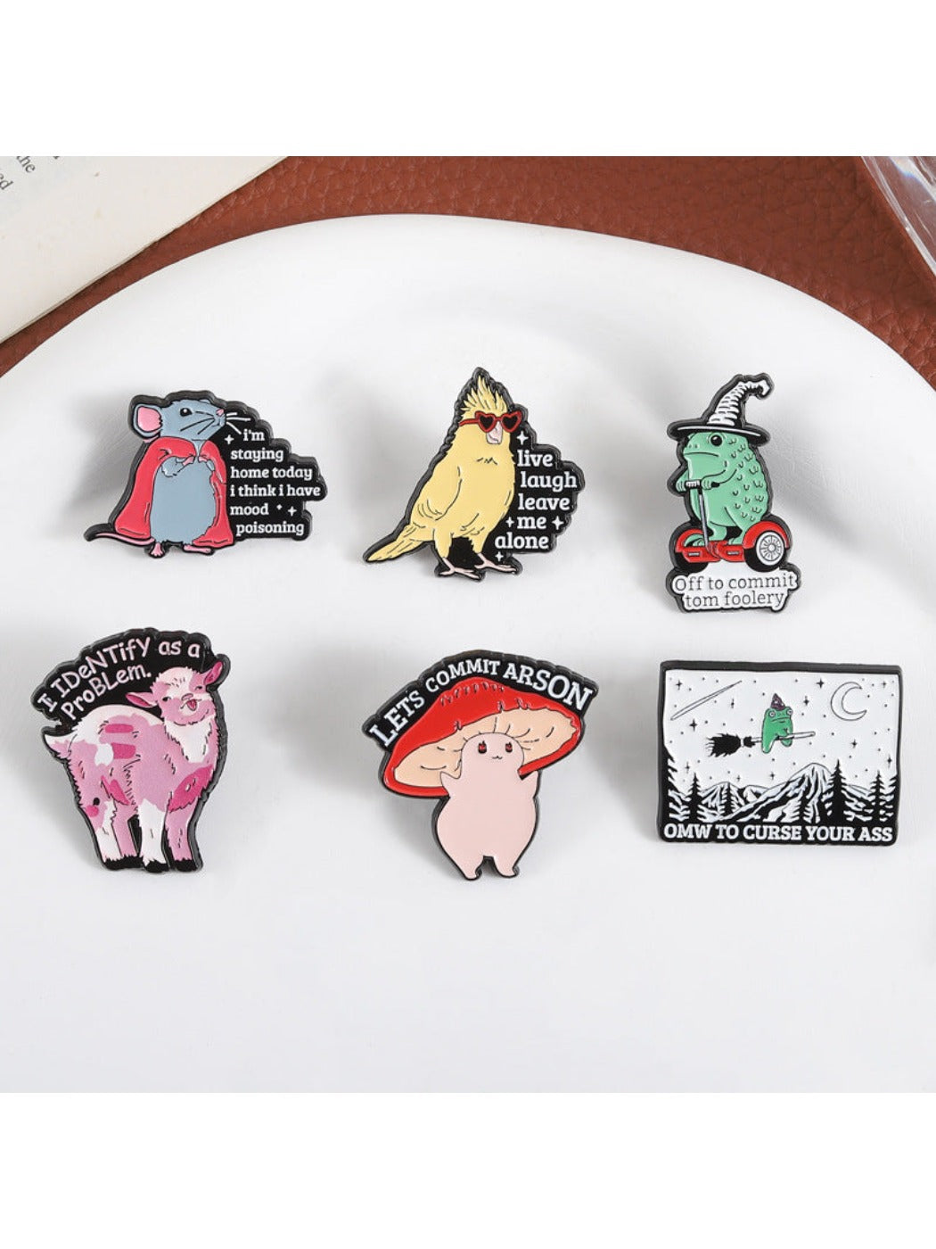 Pinori - Funny Animal Plant Mushroom Letter Brooch