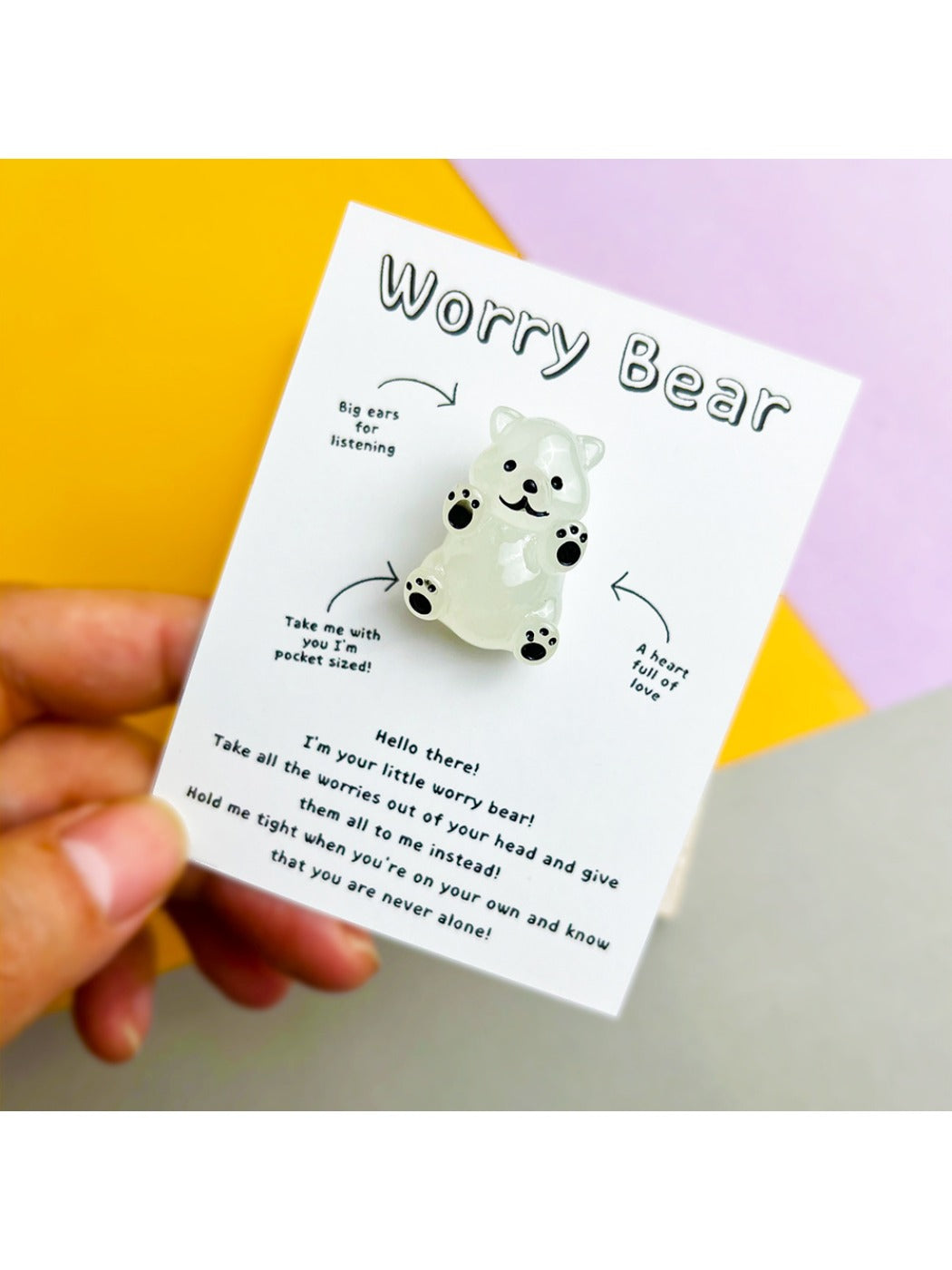 Taphug - Pocket Hug Worry Bear Comfort Card pocket hug card and keepsake token view 4