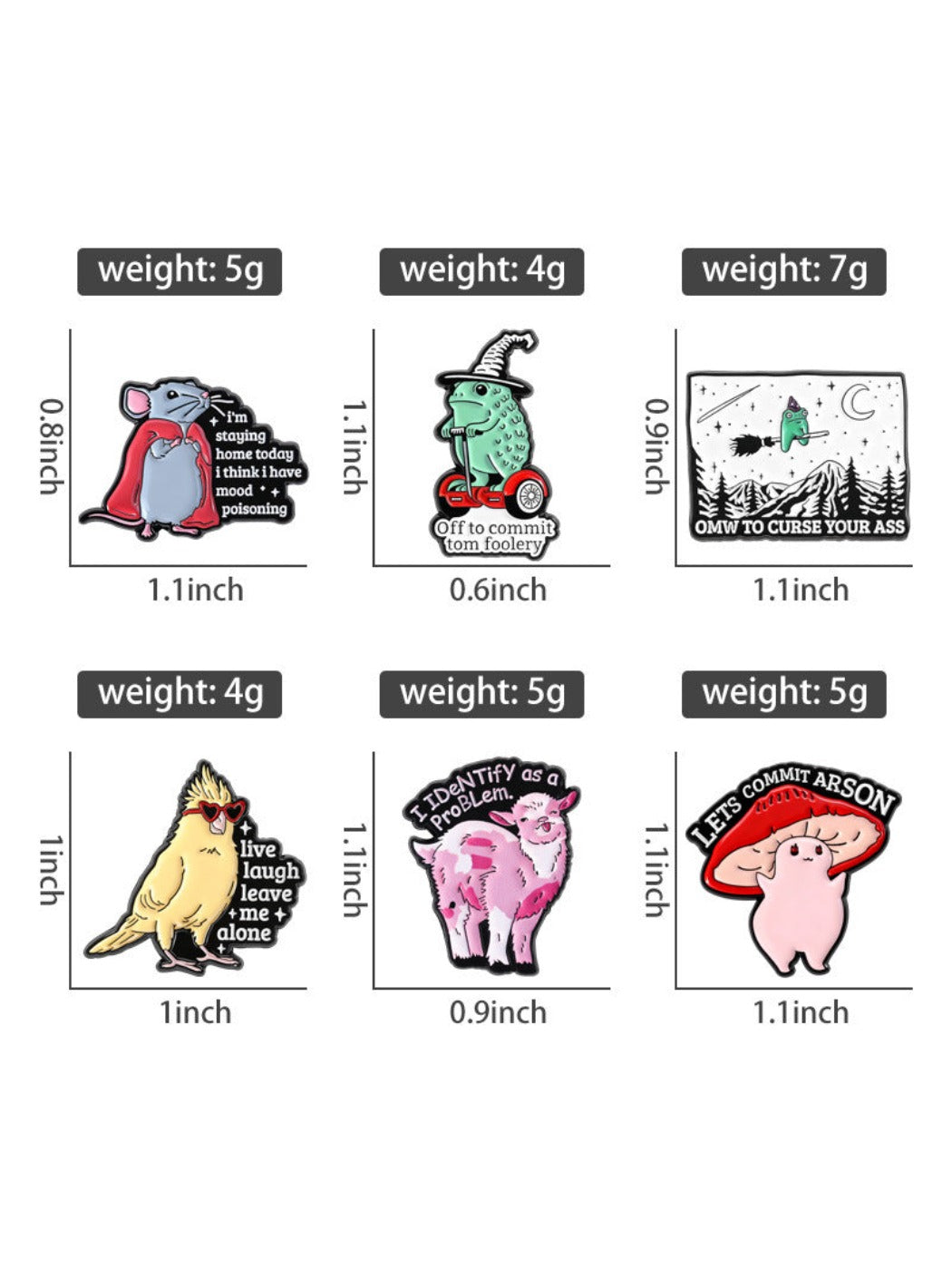 Pinori - Funny Animal Plant Mushroom Letter Brooch
