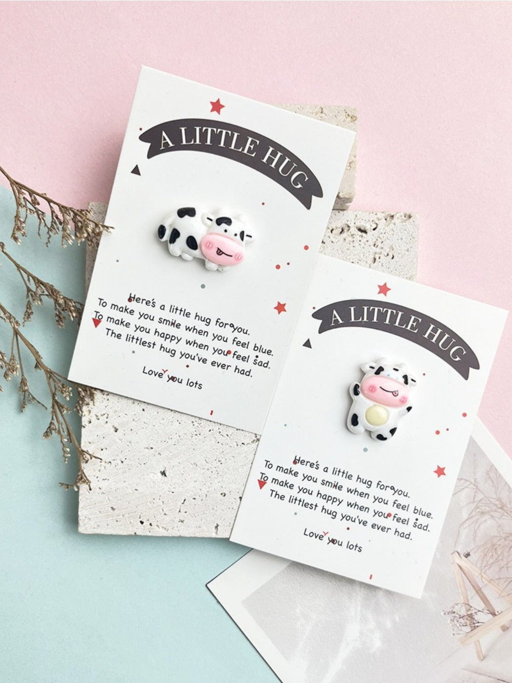 Taphug - Pocket Hug Cute Cow pocket hug card and keepsake token view 2