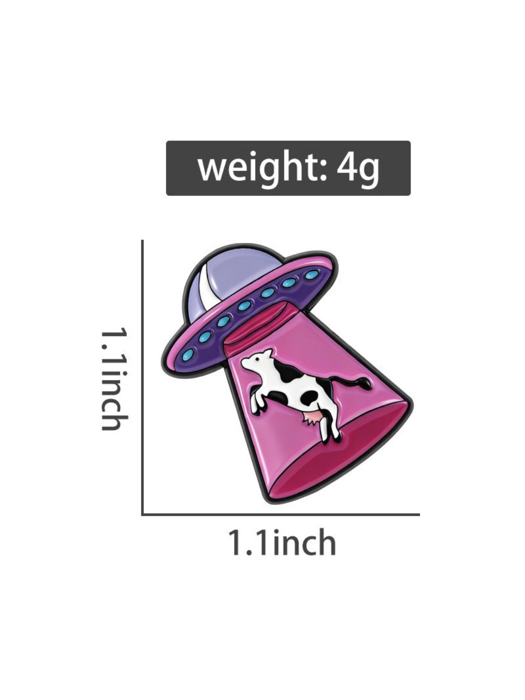 Pinori - Alien Spaceship Cow Brooch