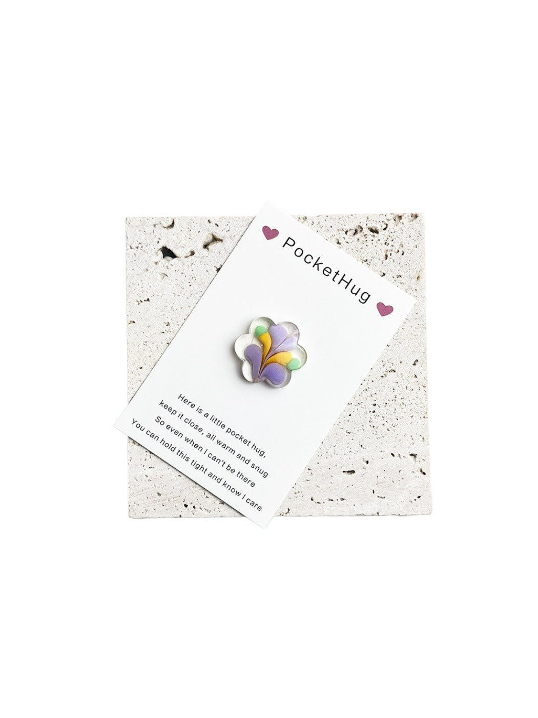 Taphug - Pocket Hug Colorful Resin Flower pocket hug card and keepsake token view 11
