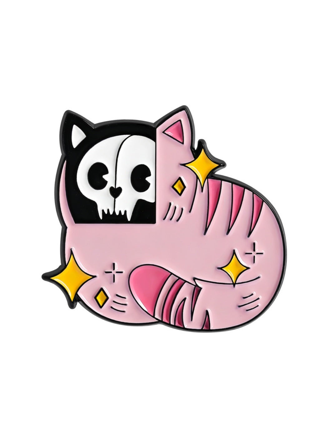 Pinori Gothic pink cat skull brooch with visible pin attachment
