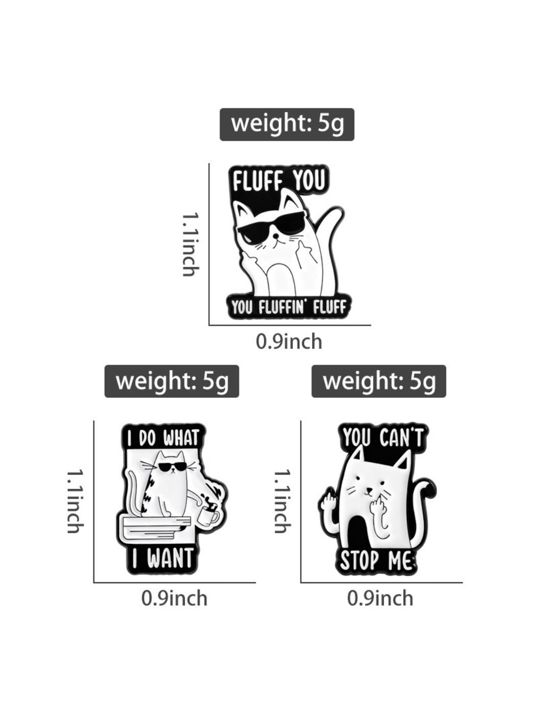 Pinori - Funny Cool Cat Brooch