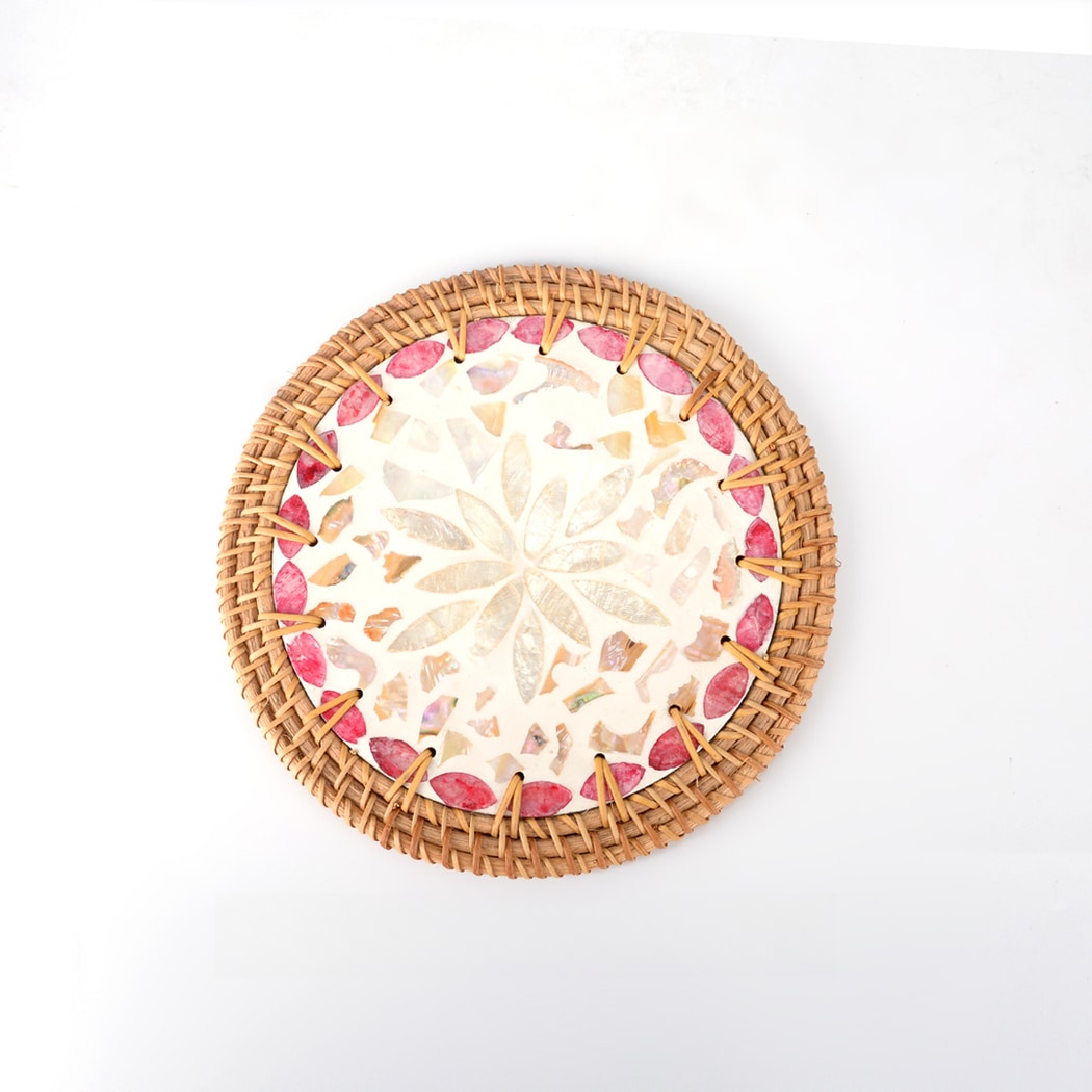 Thimara - Mosaic Style Floral Pattern Round Coaster