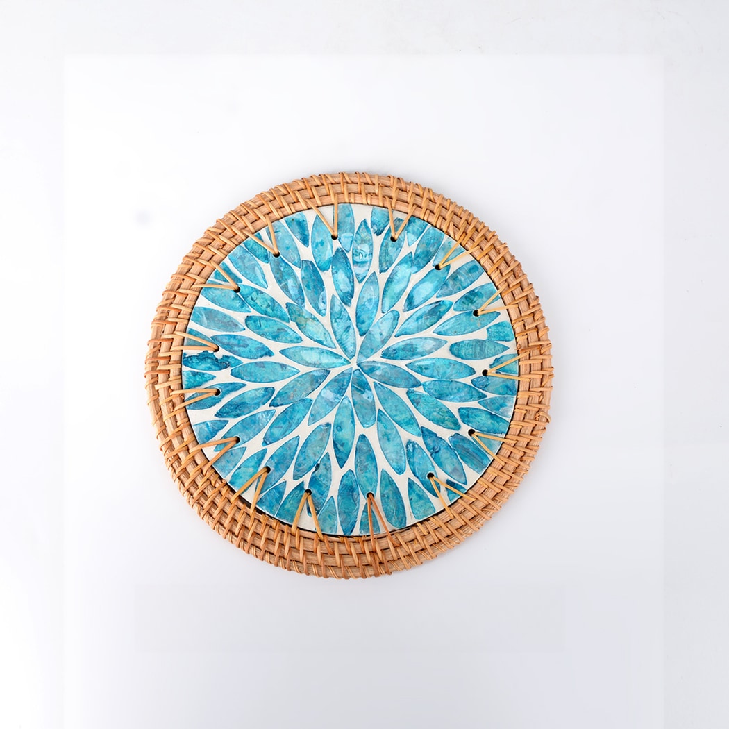 Thimara - Mosaic Style Floral Pattern Round Coaster