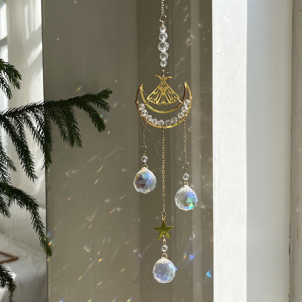 Somnira - Moon and Moth Hanging Suncatcher