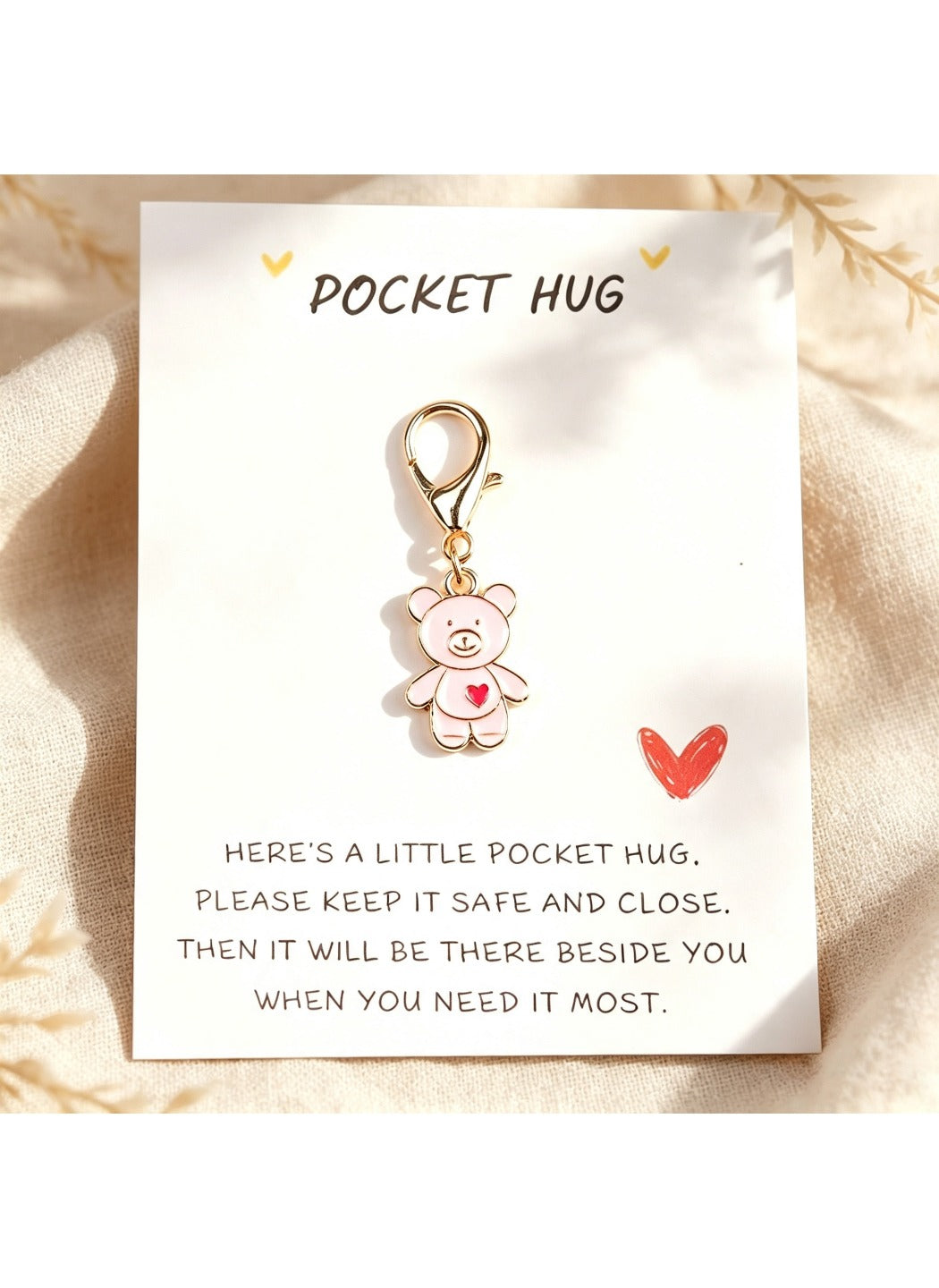 Taphug  - Alloy Pocket Hug Card Heart Bear Keychain