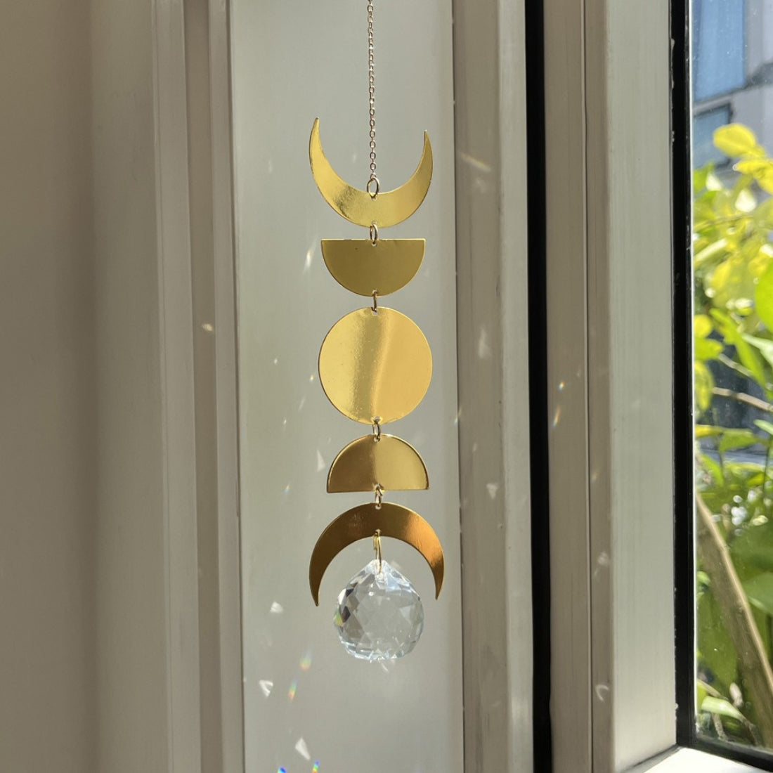 Somnira Moon Phase suncatcher hanging decor with crescent and full moon shapes