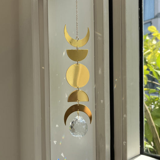 Somnira Moon Phase suncatcher hanging decor with crescent and full moon shapes