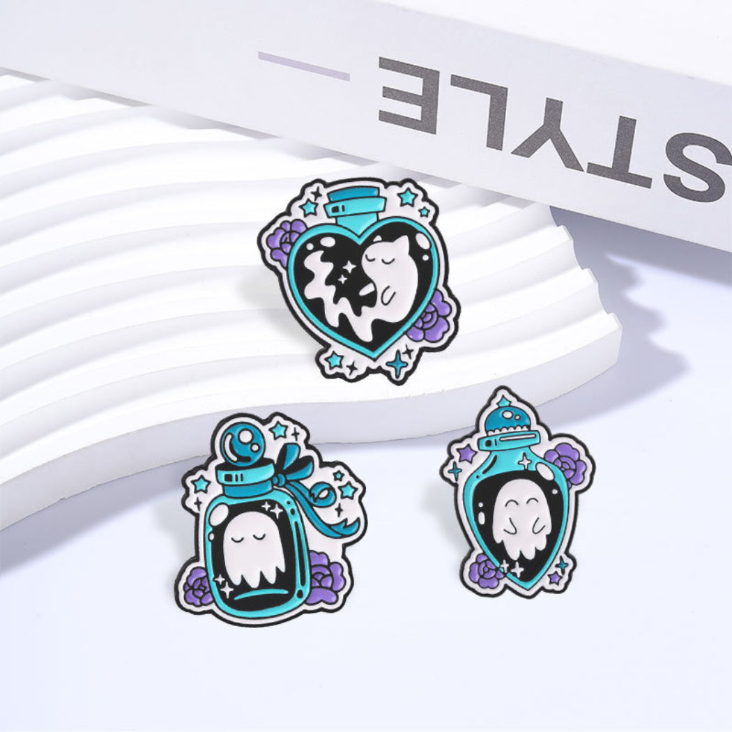 Pinori Ghost Bottle Enamel Pin Set
