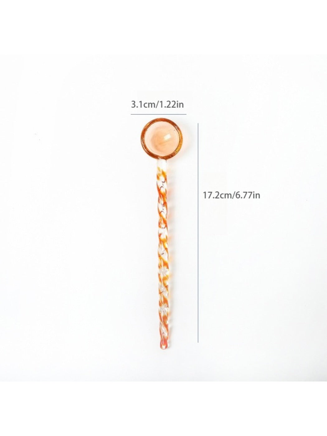 Top view of Thimara cute colorful transparent glass spoon showing its bowl and handle