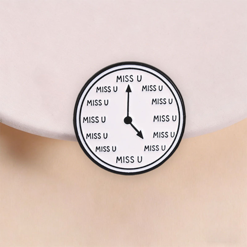 Pinori Miss You Clock Enamel Pin