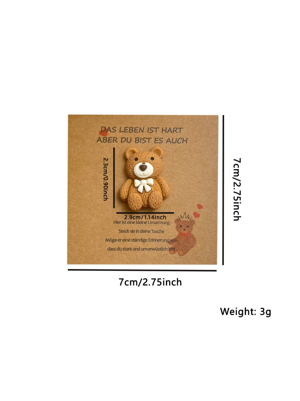 Hand holding the Taphug DIY cute bear pocket hug card against a neutral background