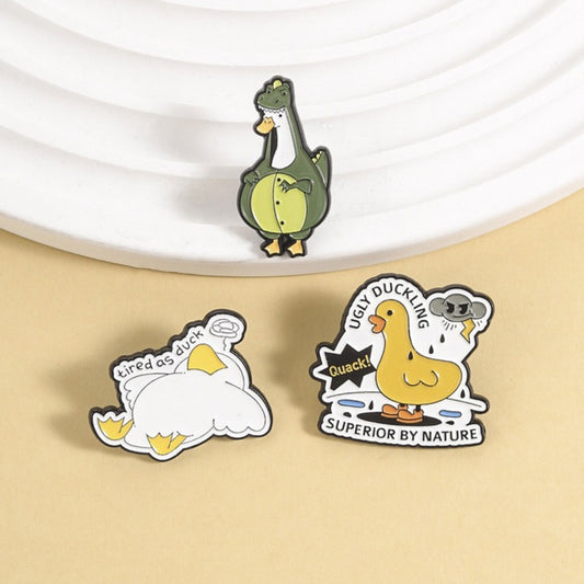 Pinori playful character enamel pin with colorful cartoon design on white background