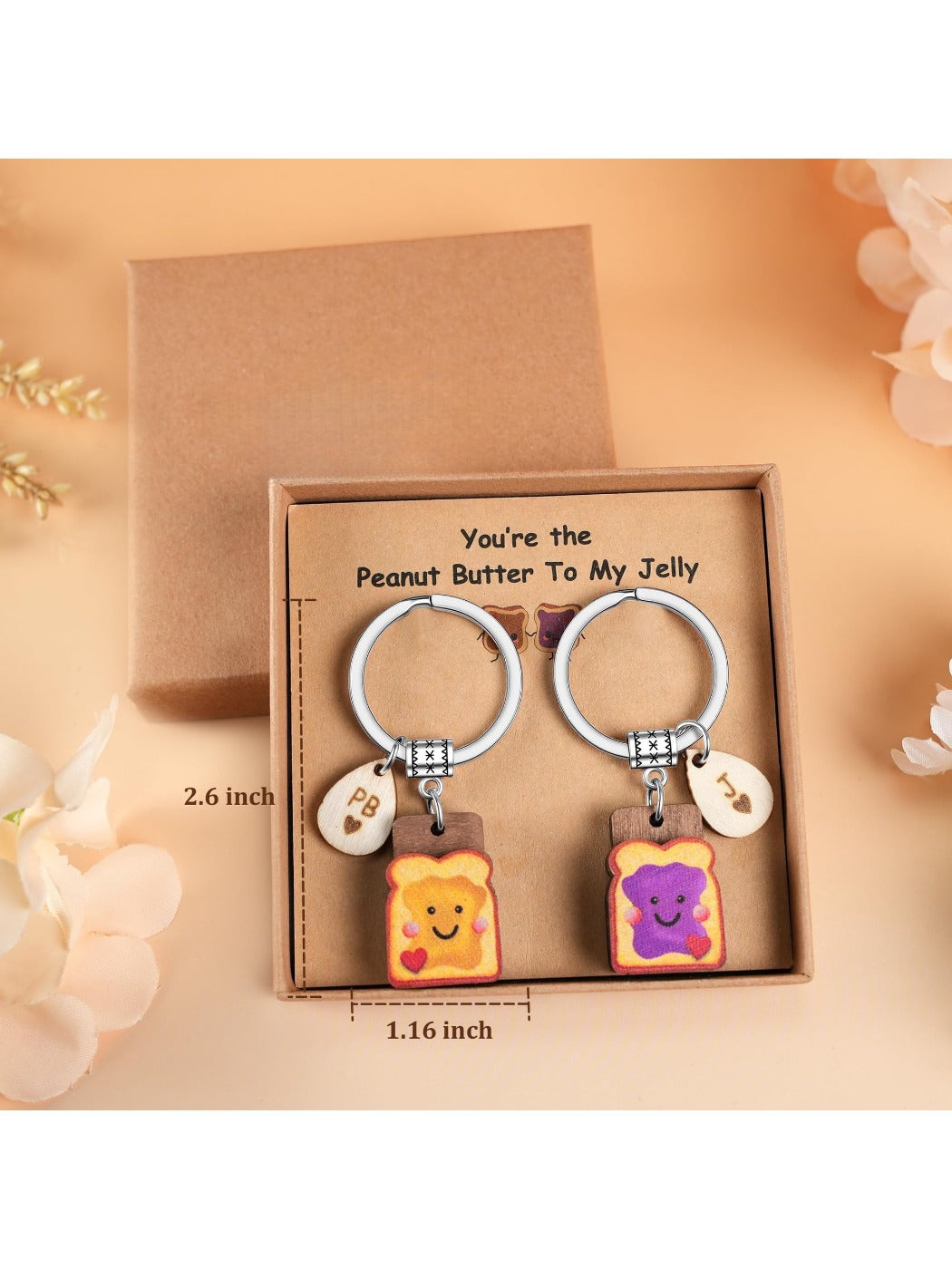 Taphug Toast Peanut Butter Keychain Set photographed with soft lighting