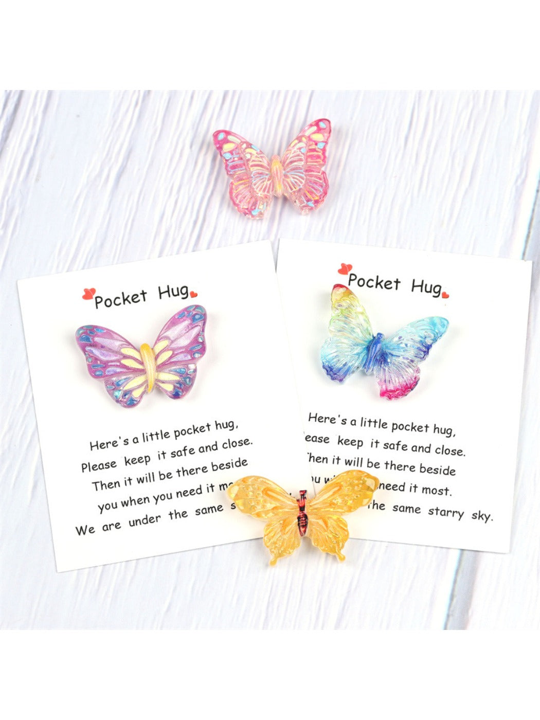 Taphug - Pocket Hug Colorful Butterfly pocket hug card and keepsake token view 6