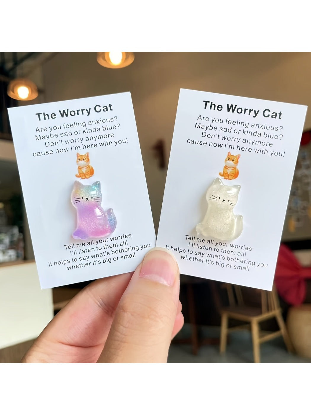 Taphug - Pocket Hug Pink Blue Cat pocket hug card and keepsake token view 2