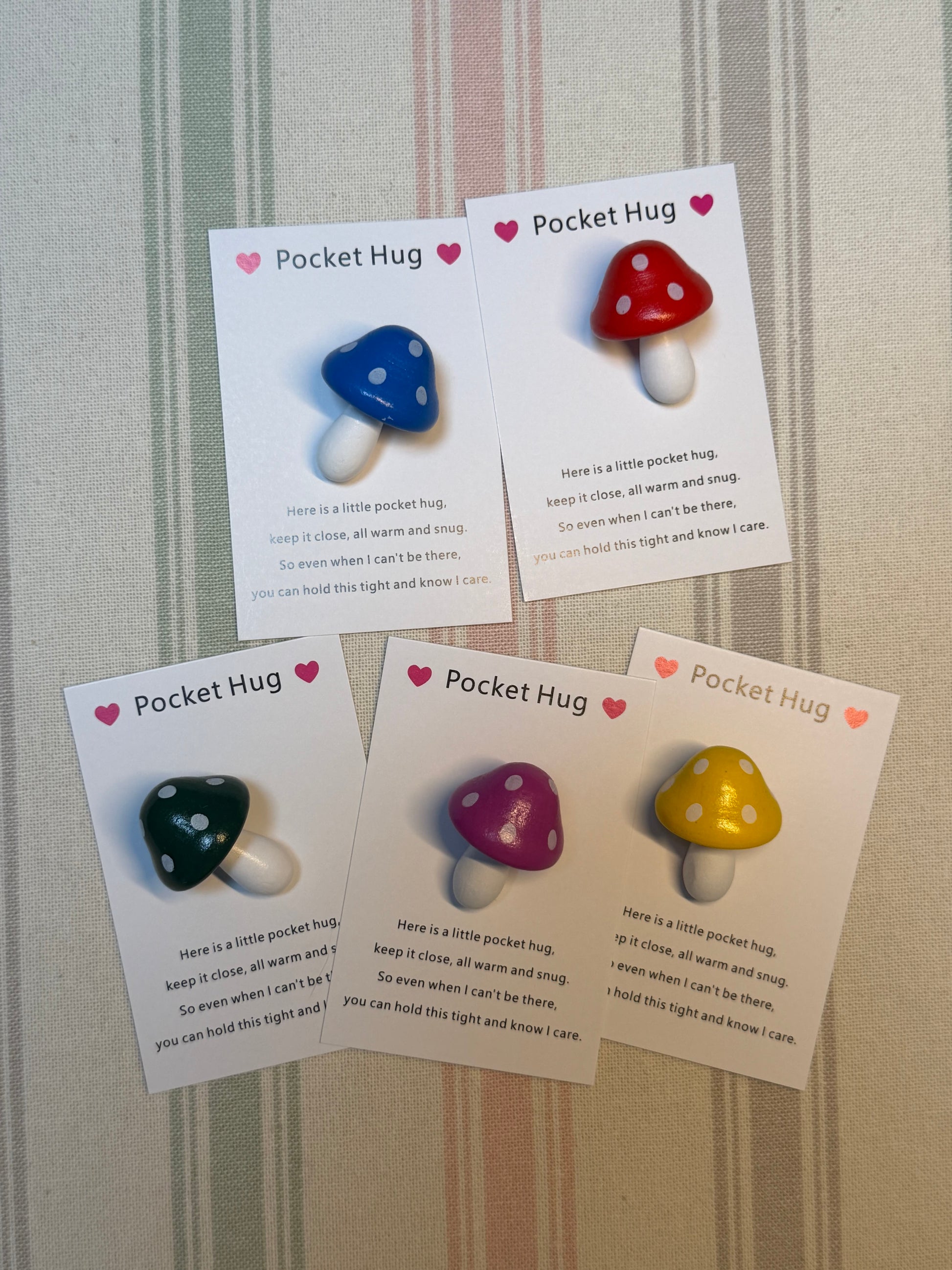 Taphug - Pocket Hug Colorful Mushroom pocket hug card and keepsake token